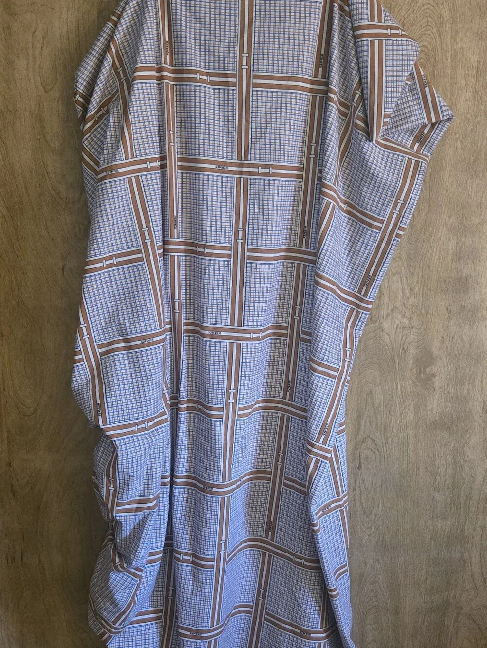 Vintage Hermes by Wamsutta Equestrian Lined Pattern Double Fitted Sheet